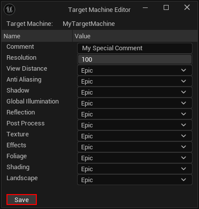 Target machine details