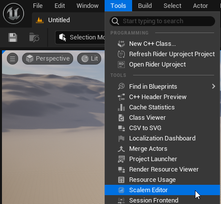 Scalem Editor menu entry