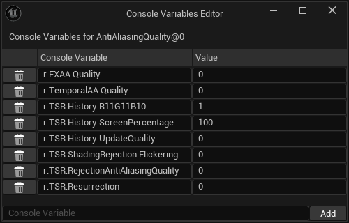 Console Variables Editor