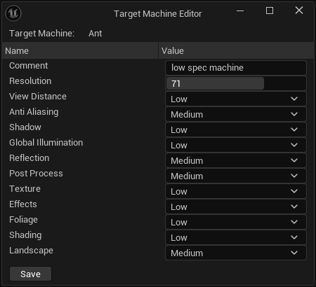 Target Machine Editor