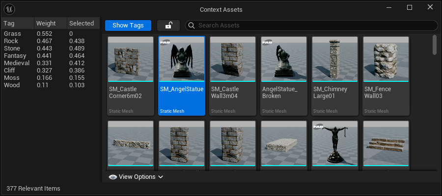 Compare tags in context assets